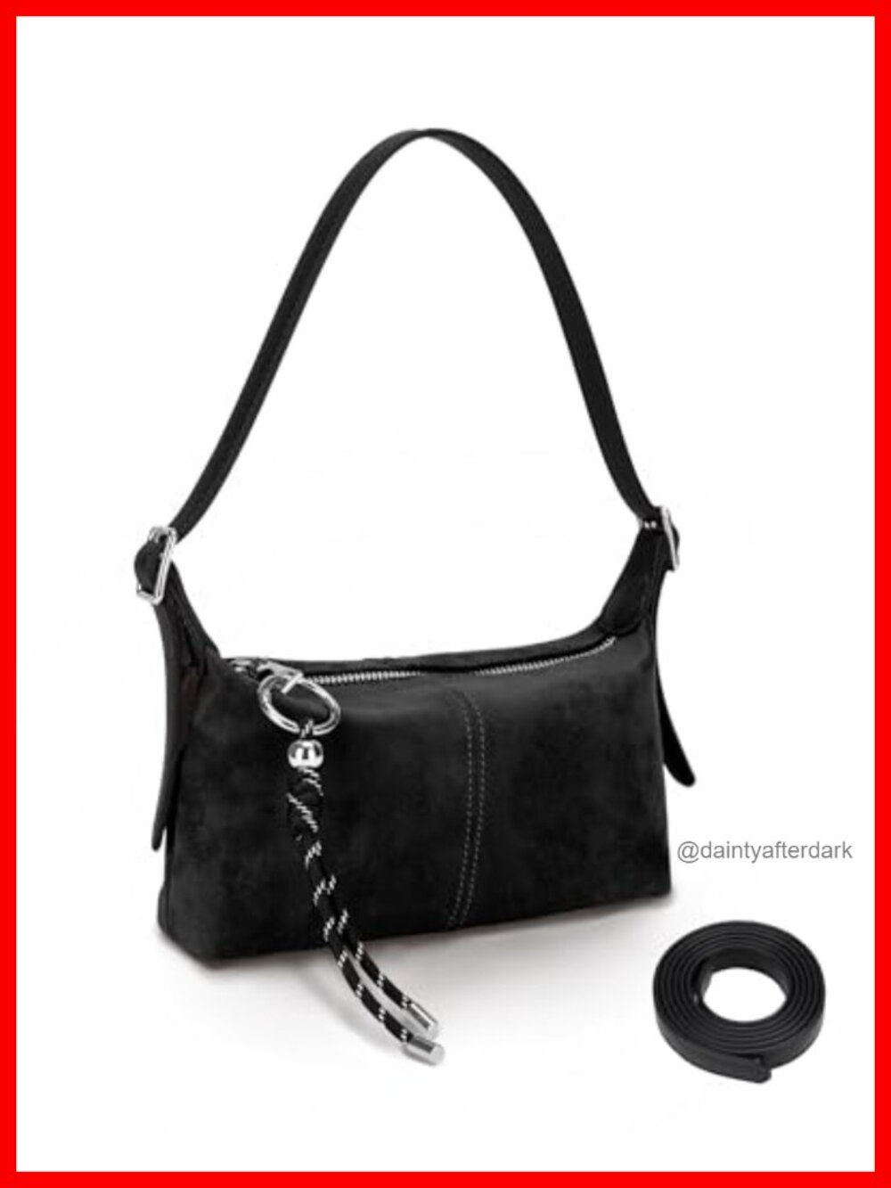 Mini Vegan Leather Suede Crossbody Shoulder Bag Adjustable Strap Zipper Charm